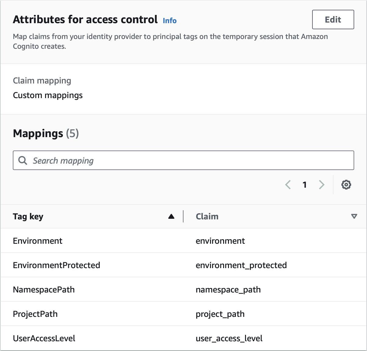 screen grab of cognito mappings|500